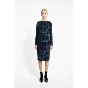 NEW NADYA TOTO rio jacquard knit dress in blue animal print